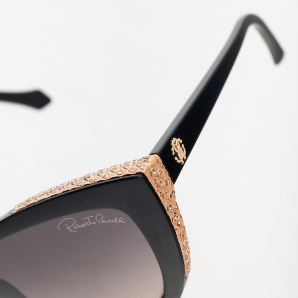Roberto Cavalli Mekbuda Black Rhinestone Snakeskin-Texture Cat-Eye Sunglasses - Picture 5 of 9